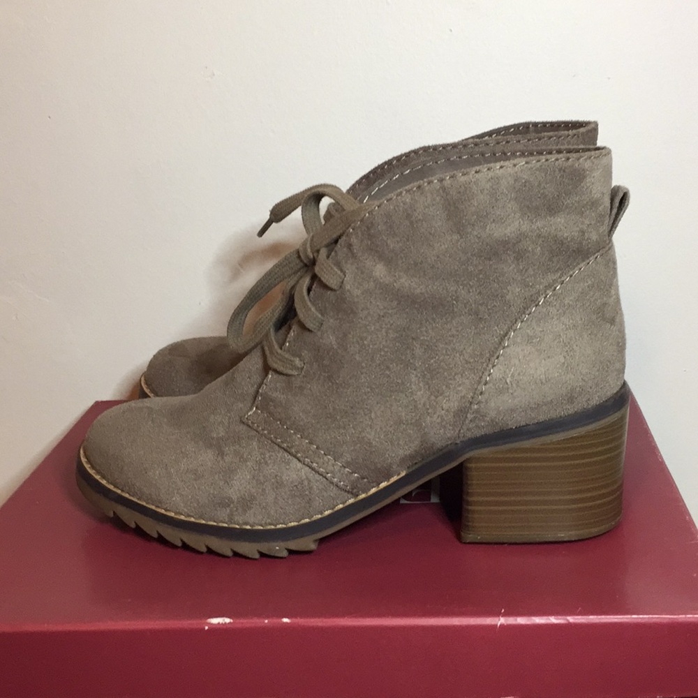 Chunky suede lace up boots